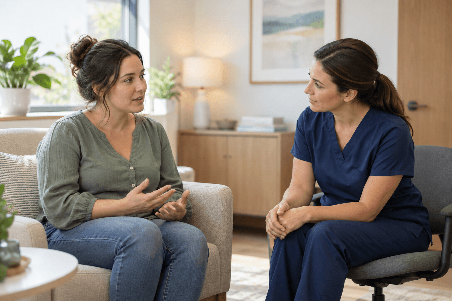 Postpartum wellness conversation with a provider